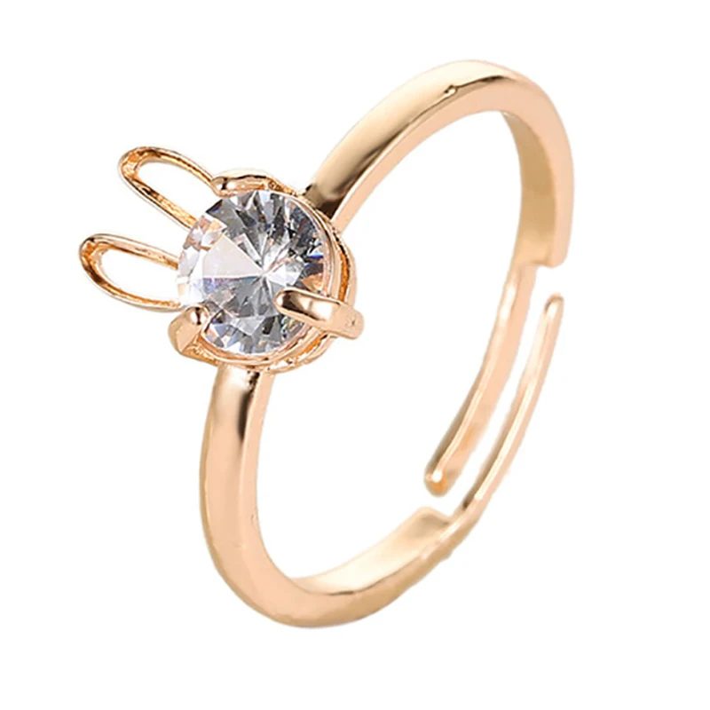 

Trendy Rhinestone Animal Rings For Women Hip Hop White Crystal Rabbit Ring Jewelry Adjustable Cartoon Bunny Party Gold