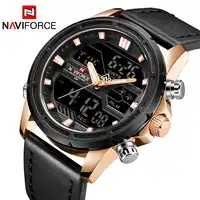 NAVIFORCE 2018 แฟชั่นผู้ชายใหม่นาฬิกาควอตซ์ผู้ชายนาฬิกากันน้ำหนังกีฬานาฬิกาผู้ชาย LED นาฬิกาวันที่ Relogio Masculino