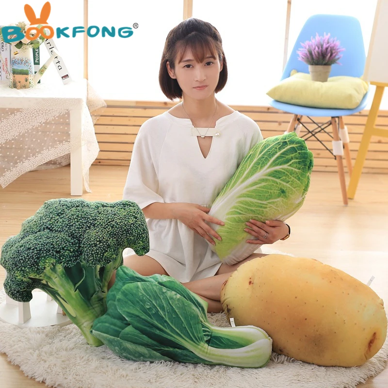 BOOKFONG Kawaii Toys 50Cm Fruits Vegetables Plush Toy Stuffed Dolls Plants 3D Pillow Potato Cabbage Broccoli Office Sofa Cushion