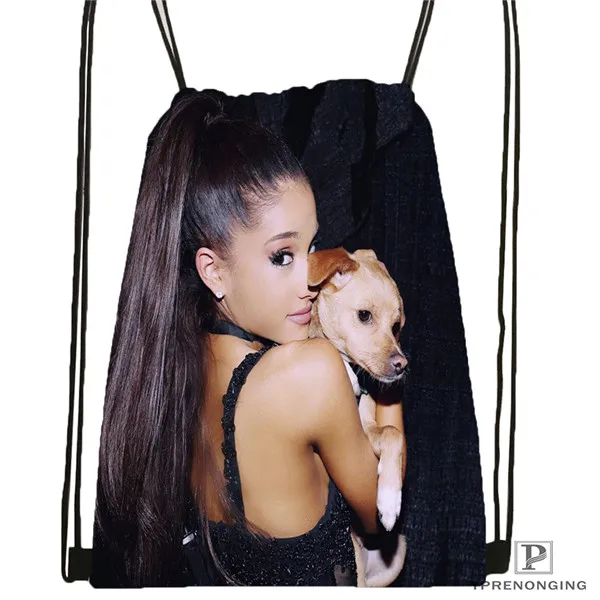 Drawstring Backpack Пользовательские Ариана Гранде походная сумка на шнурке милый детский Ранец(черный цвет(вид сзади) 31x40 см#180531-03-05 - Цвет: Drawstring Backpack
