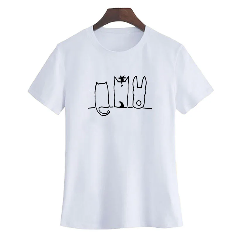 

Summer New Animal Ulzzang Harajuku T Shirt Graphic Printing Streetwear White T Shirt Cotton Short Sleeve T-shirt Camisas Mujer