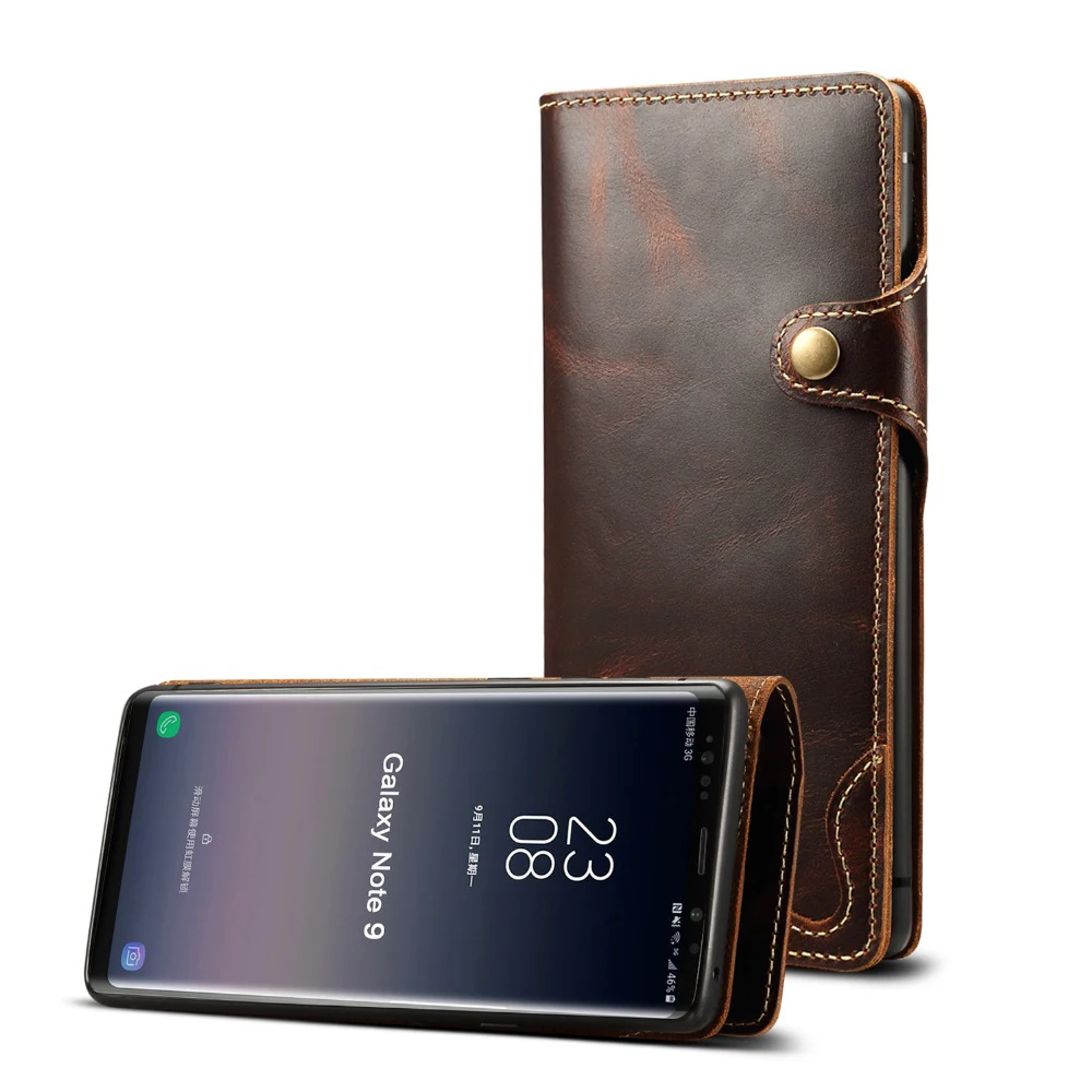 

For Samsung Note 9 Case Genuine Leather Wallet Stand Protect Lanyard Flip phone Case for Samsung S8 S9 Plus Note 8 Note9 Cover