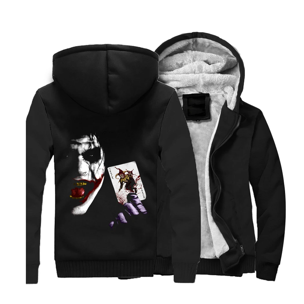 Heath Ledger Joker Hoodies Streetwear Sweatshirt Men Winter Fleece Warm Thick Hooded Sportswear Coat Hoodie Super Villain Jacket