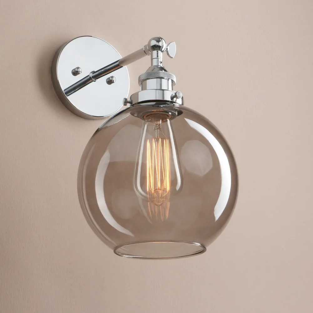 American Retro Glass Wall Lamp Modern Simple Bedroom Bedside Industrial Decor Wall Light Balcony Glass Cover