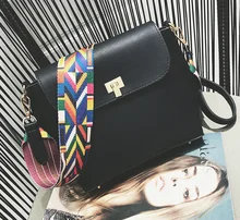 Klassische Heißer Verkauf Frauen Leder Mini umhängetaschen Einfache Klappe Schlinge Crossbody Messenger Bags Bunte Breiten Gurt Handtasche Geldbörsen