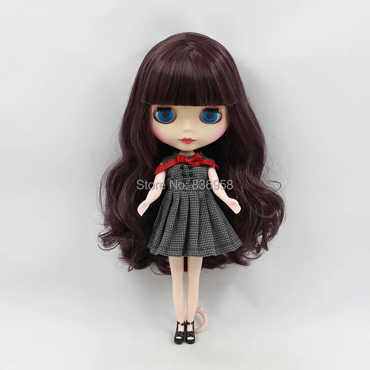 

Free shipping factory icy blyth doll licca 135/950 dark purple hair with bangs matte frosted face normal body 1/6 30cm gift toy