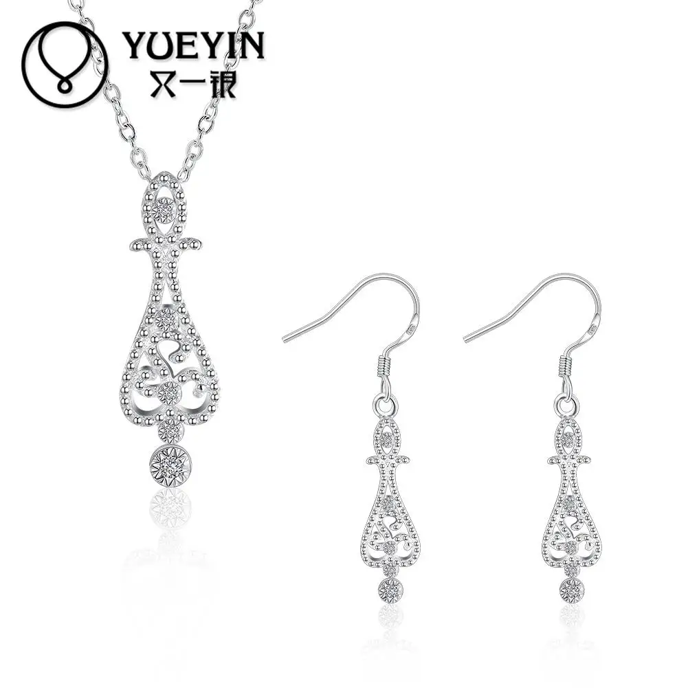 Factory Wholesale Price Fashion Silver Plated Jewelry Sets Unique Design Bridal Jewelry Set