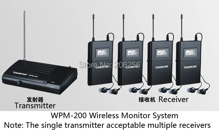 Takstar WPM-200 UHF Беспроводная система монитора стерео наушники-вкладыши беспроводные наушники передатчик 1 шт.+ приемник 4 шт