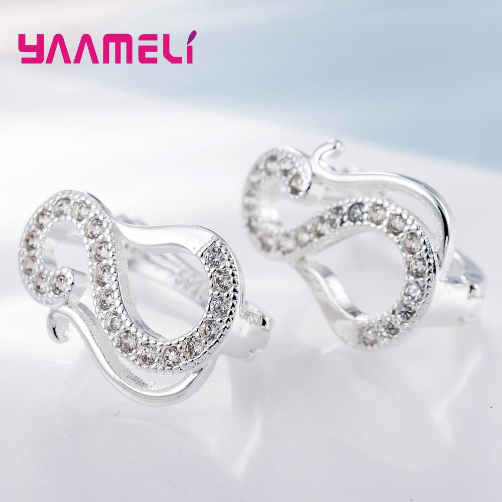 

Top Quality 3 Colors Earrings Wedding Party Jewelry 925 Sterling Silver Musical Note Earring Buckles For Women