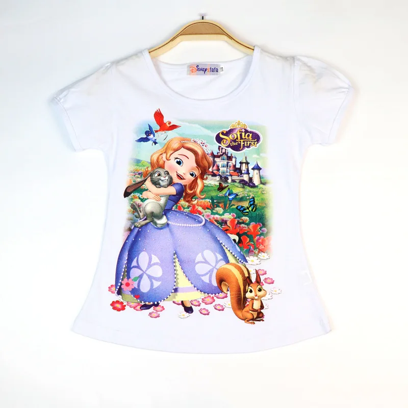 Рубашки для маленьких девочек, летняя блузка с короткими рукавами, рубашка для маленьких девочек с принтом «Маленький Пони», «Принцесса София», «Эльза» - Цвет: S30161-5