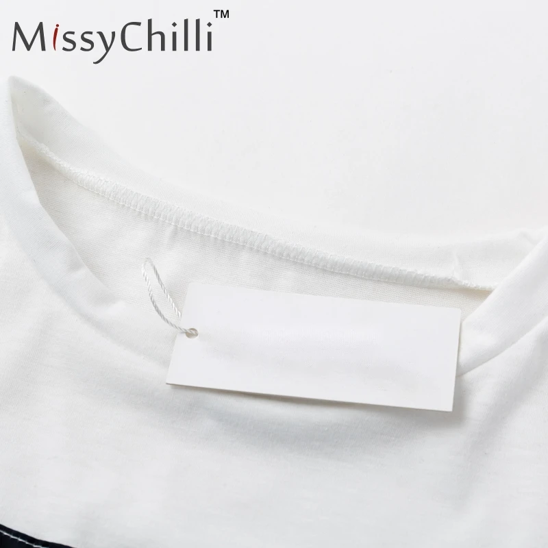 Женская футболка с блестками MissyChilli черная Повседневная коротким рукавом и