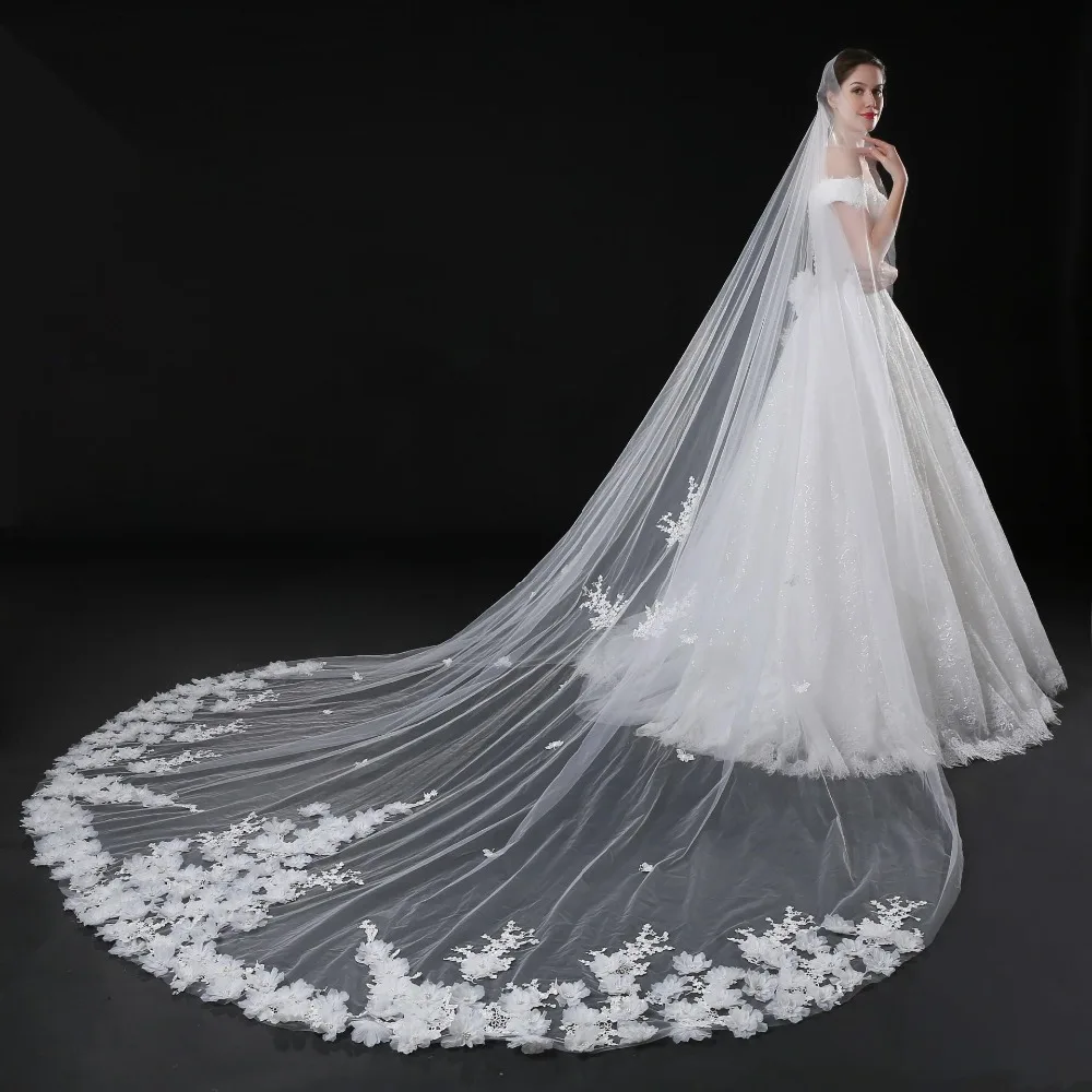 2018-cathedral-veil-for-wedding-dress-bridal-gown-3d-flowers-soft-tulle-white-ivory-tulle-one-layer-with-comb-5-meters-in-stock (3)