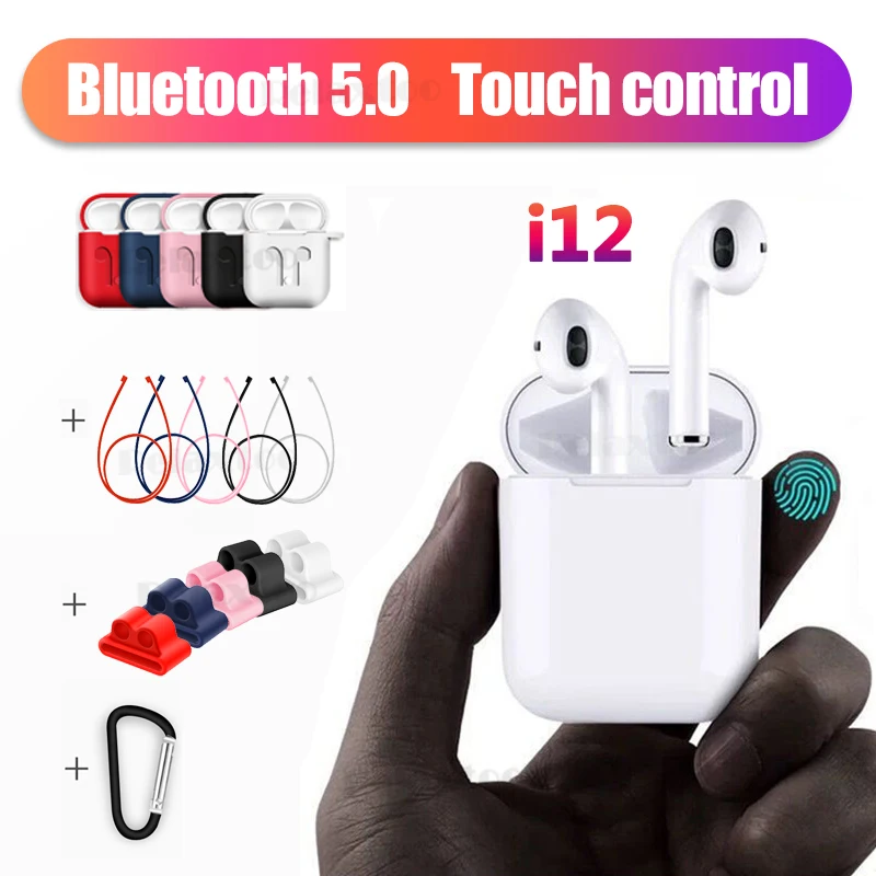 

i12 Mini TWS Touch Bluetooth 5.0 Earphone +Cover Case Kits 3D Stereo Headset true Wireless Earbuds for Apple iphone Samsung Sony
