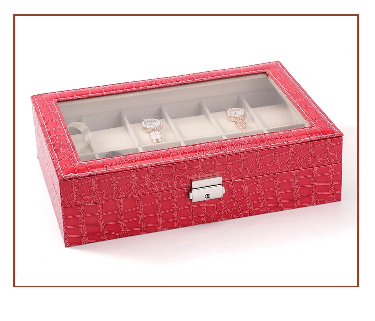 Специальный чехол для Для женщин женские подруга наручные часы ящик для хранения собирать розовый искусственная кожа 6/10/12 сетки Мода Кабинета подарок