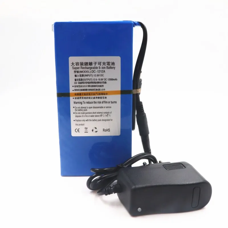 DC 1212A 12 V 12000mAh литий-ионная аккумуляторная батарея 12,6 v 1.2Ah AC зарядное устройство с индикатором зарядки+ зарядное устройство