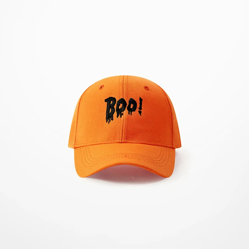 

Korea Ulzzang Orange Baseball Cap Man Women Boo! Embroidery Curved Eaves Branded Baseball Caps Fashion Design Bone Hip Hop Cap