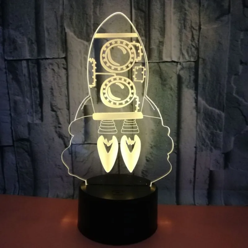 

Colorful Touch 3d Lamp Illusion Led Night Light USB Table Lamp for Children Baby Kids Gift Bedside Bedroom Cartoon Rocket