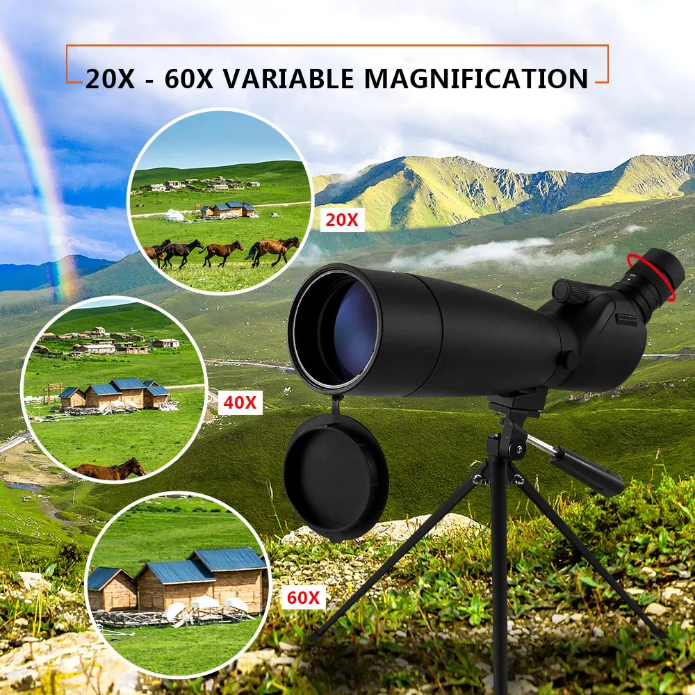 

Visionking 20-60x80 Spotting Scope Waterproof Long Range Zoom Bak4 Golf Bird watching Hunting Monocular Telescope With Tripod