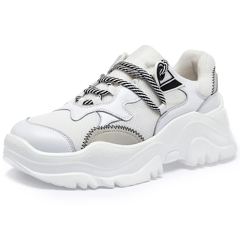 

2019 Casual White Shoes Women Fashion Brand Platform Lady Real Leather footware Female chaussure Breathable Vulcanize sneakers