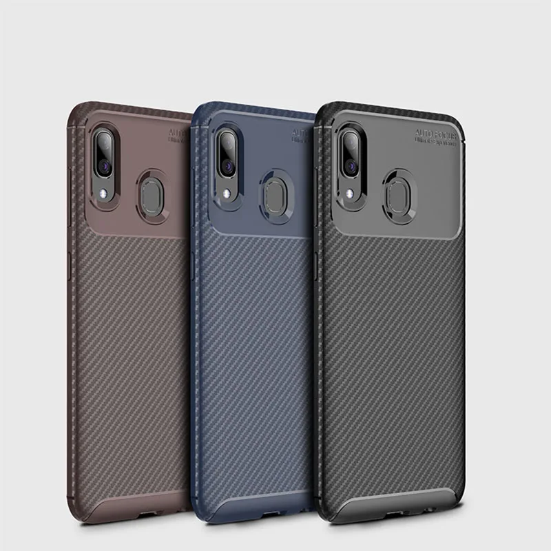 

Diamond Business for Samsung A40 S10 S9 mobile phone shell galaxy A70 beetle carbon fiber pattern S10+ all-inclusive soft rub