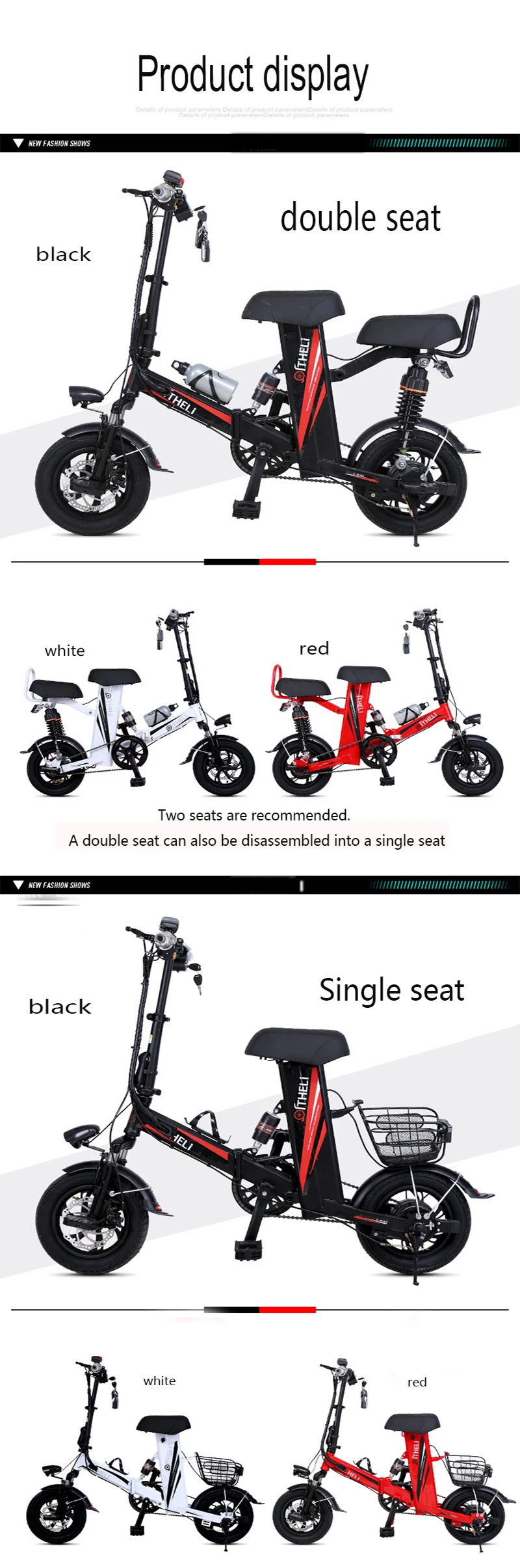 Perfect Folding 48V 600W camping electric bicycle lithium battery motorcycle electric moped for men and women small two seats car 10