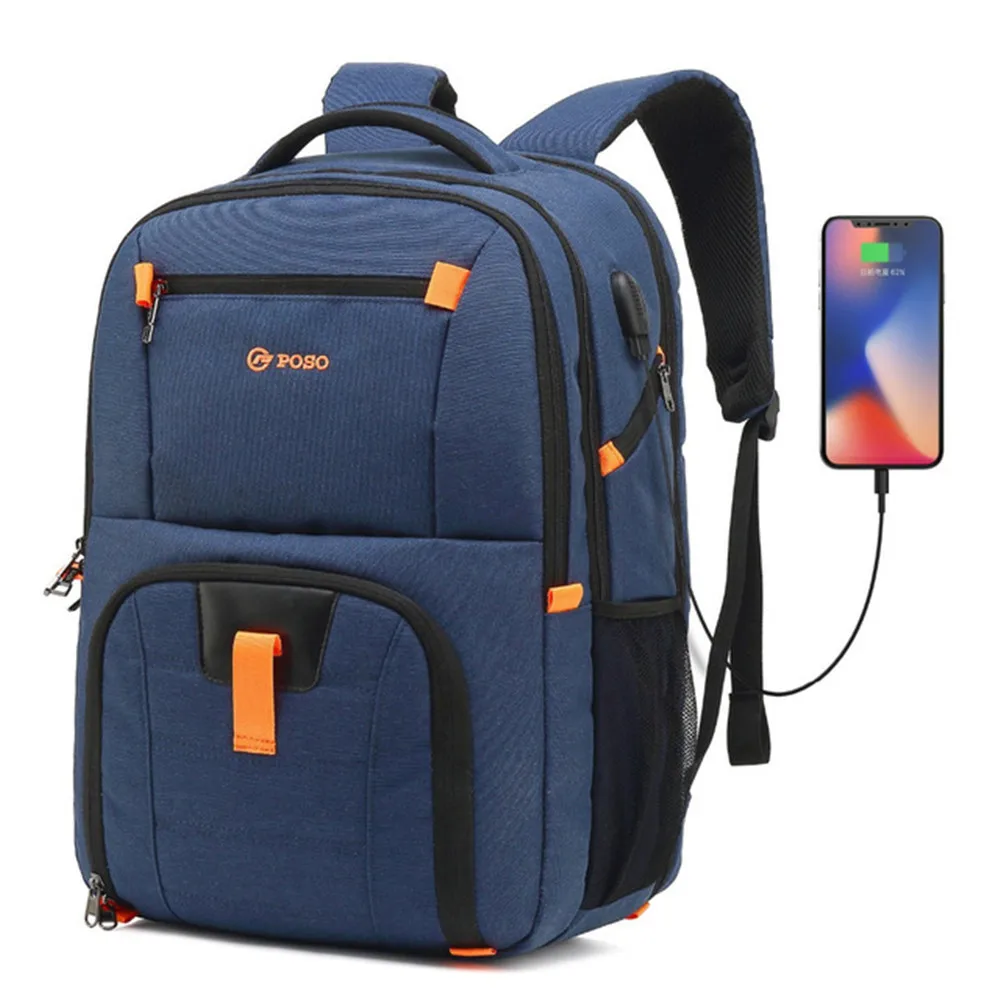 

POSO Backpack 17.3 Inch USB Laptop Backpack Nylon Waterproof Backpack Anti-Theft Travel Bag Multi-function Stundet Backpack