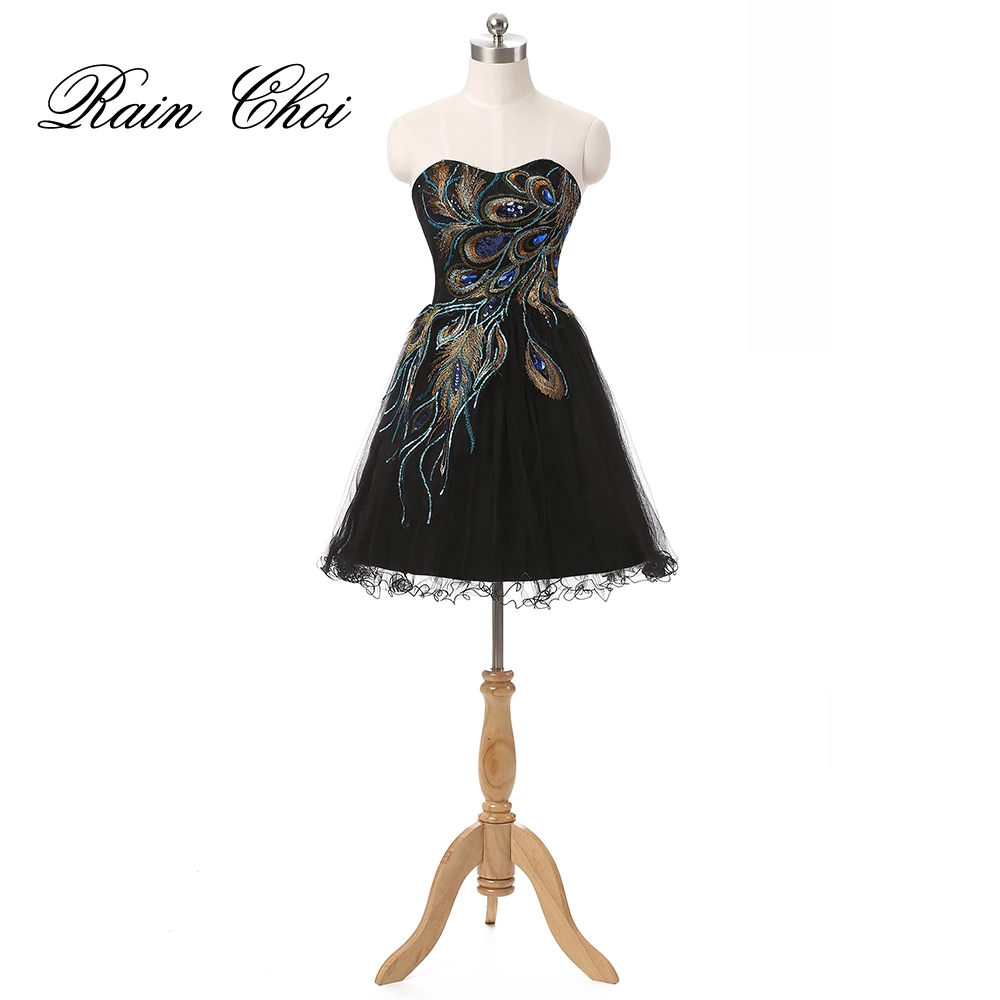Black Cocktail Dresses 2018 A line Sweetheart Appliques Short Mini