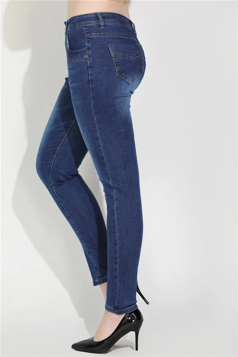 Plus Size 5XL Blue Jeans For Women Mom High Waisted Stretch Casual Pencil Trousers Korean Streetwear Denim Pants Y011