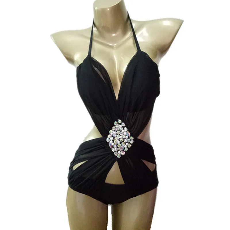 Кристальные купальники со стразами ручной работы инкрустированные жемчугом женские бикини новая летняя пляжная бразильская бикини Купальники maillot de bain - Цвет: black