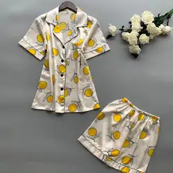 Женские летние шорты с короткими рукавами из 2 предметов, пижамы, свободная Пижама, домашняя одежда