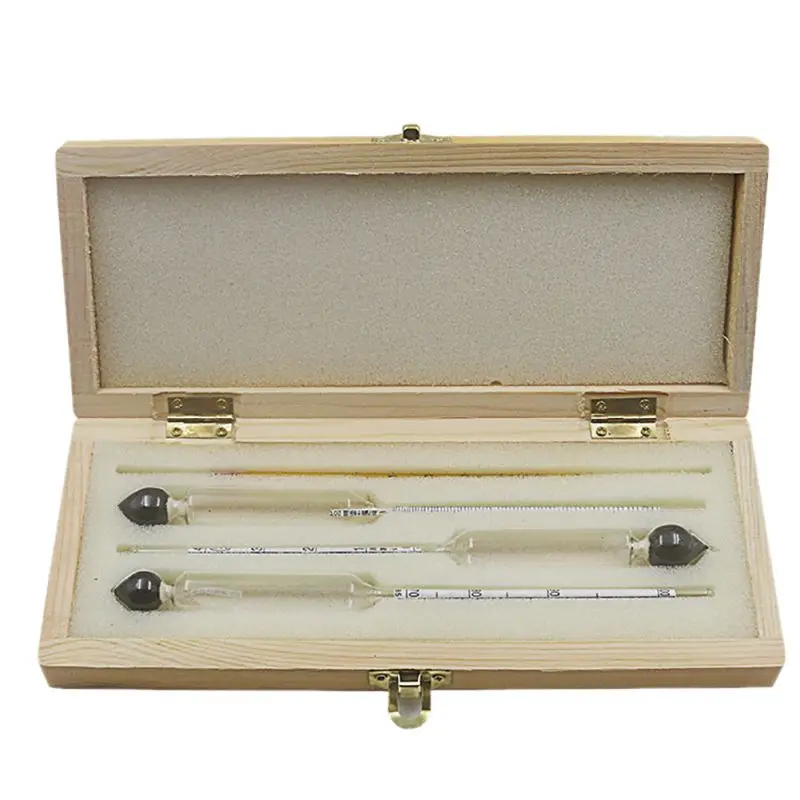 3 Pcs 0 100 Hydrometer Alcoholmeter Tester Set Alcohol Concentration Meter + Thermometer Drop