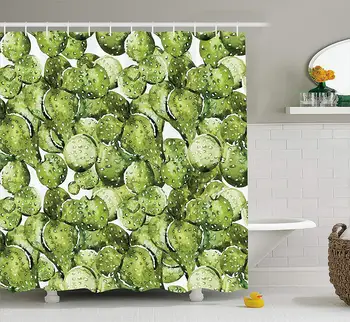 

Cactus Shower Curtain Cactus Petals Spikes Sun and Flowers in a Hot Mexican Desert Nature Beauty Art Bathroom Set