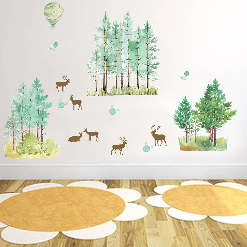 

Cartoon Forest Tree Branch Animal Deer Wall Stickers For Kids Boys Girls Children Bedroom Home Decor