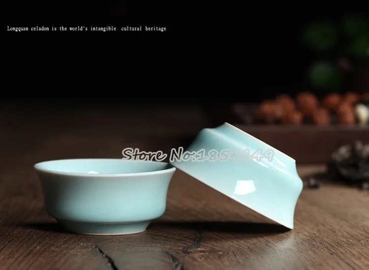 Китайский Longquan Celadon фарфоровый ручной кунг-фу КИТАЙСКИЕ чашки и чайное блюдце чаша для чая 40 мл китайский чайник кофейная чашка высокое качество