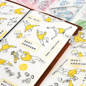 

New Arrivals 40 Sheets/Pack DIY Pattern People Life Sticker with Chinese Words Office School Stationery Diary Scrapbooking