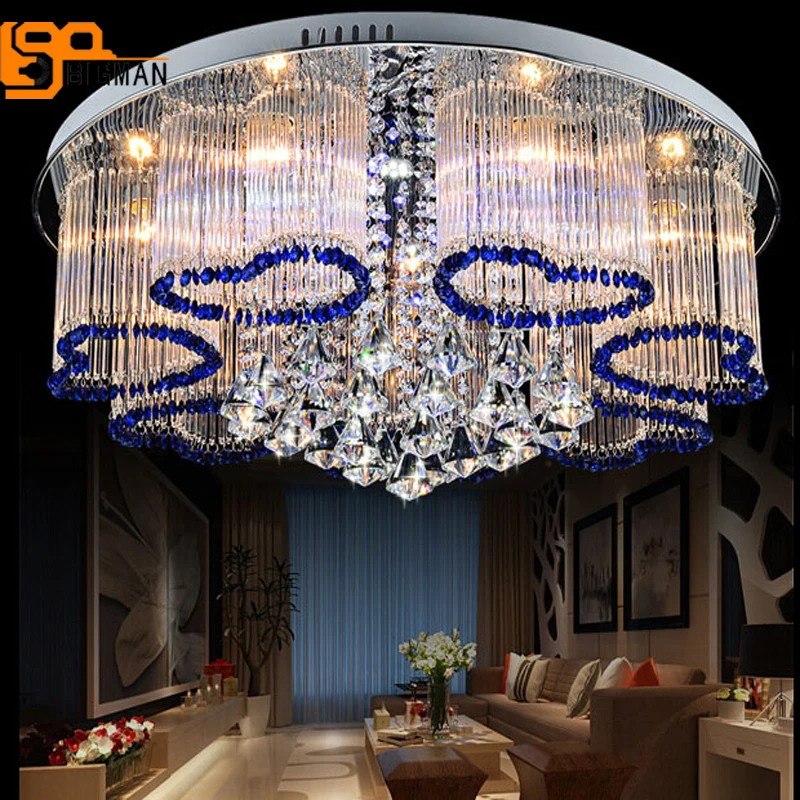 

Free shipping new modern blue chandelier crystal lamp ceiling fixture home lighting