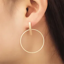 

2018 Women's Earrings Simple Round Circle Big Earrings Gold silver black Big Circle Ear Hoop Earrings Brincos Jewelry A007