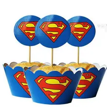 120 шт. Голубой Супермен обертка для кекса и Топпер День рождения Baby Shower украшения для детей Подарки аксессуар