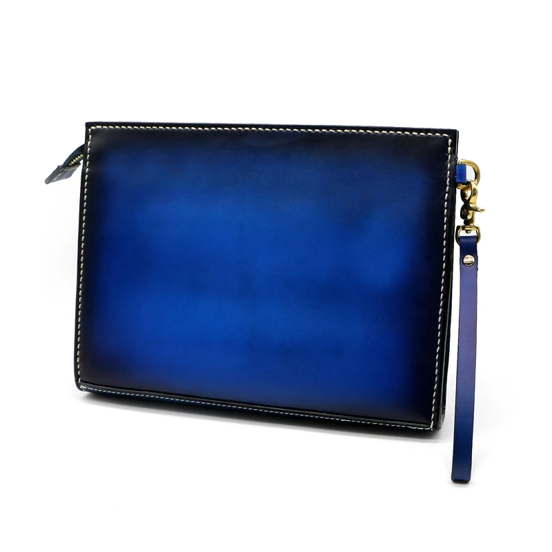 

Custom Made 36*26*5 cm Handmade Women Men Vegetable Tanned Leather Bag Clutch Purse Pocket Clutches Cow Lerther Envelope