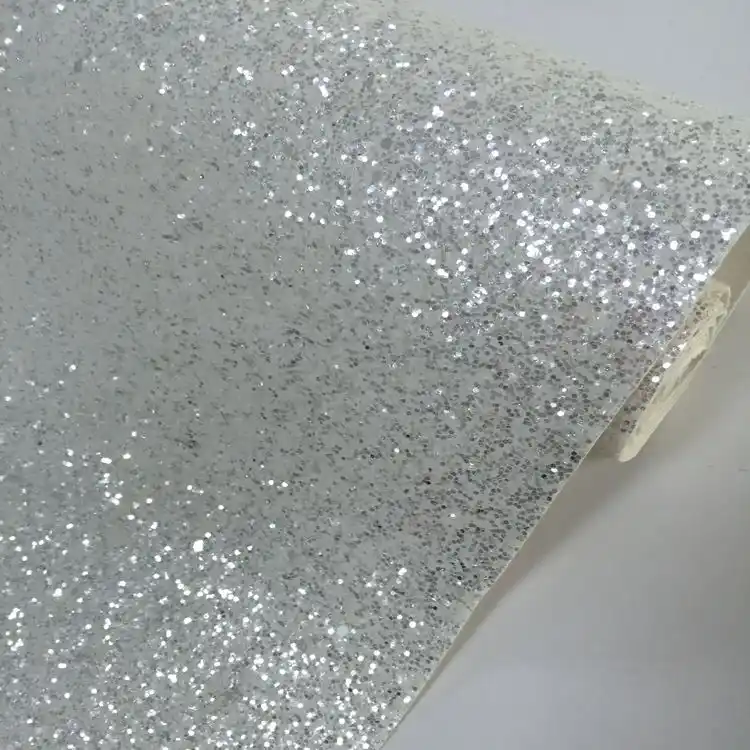 Grade 3 Whitesilver Chunky Glitter Fabric Roll 25cm138cm