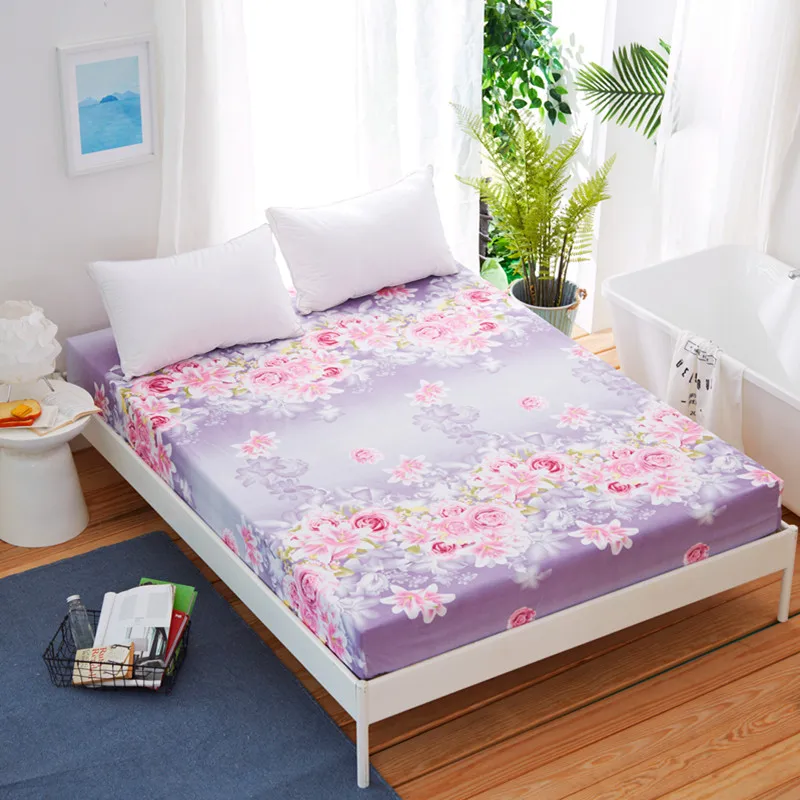  Queen Fitted Sheet Plaid Bed Sheet Microfiber Fabric Polyester Mattress Cover Bed Sheet with Elasti