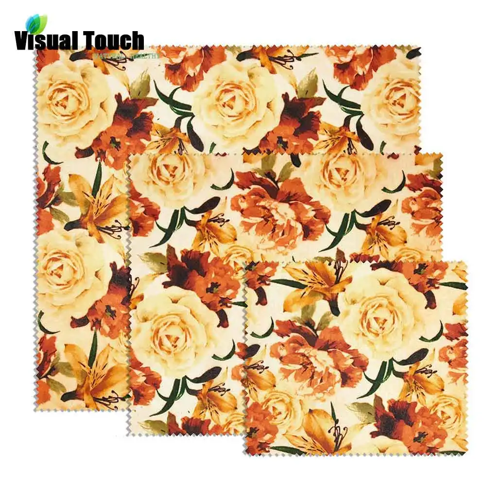 

Visual Touch Flower Pattern Beewax Wraps beeswax wrappers Food Wraps Sandwich Bag Cheese Fruit Bread Snacks Onion Wrap Organic