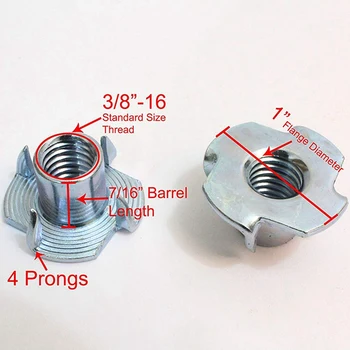 

3/8 Inch-12 T-Nuts 100Pc Pronged Tee Nut. For Wood, Rock Climbing Holds, Cabinetry