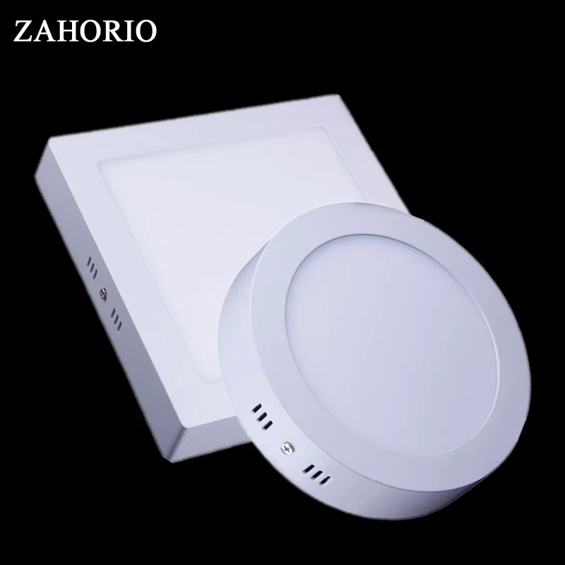 

ZAHORIO LED Panel No Dimmable LED Downlight 6W 12W 18W 24W Mini Square Round Surface Mounted LED Ceiling lamp for Home Kitchen