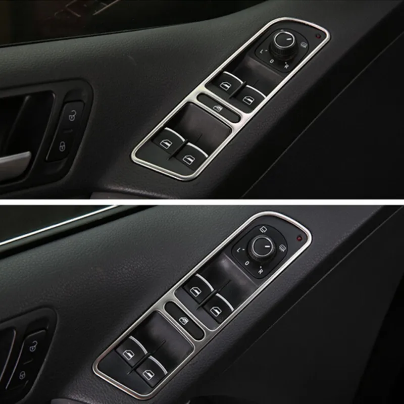 STAINLESS STEEL CAR DOOR WINDOW SWITCH PANEL TRIM COVER STICKER FOR VW JETTA MK6 STAINLESS STEEL CAR DOOR WINDOW SWITCH PANEL TRIM COVER STICKER FOR VW JETTA MK6