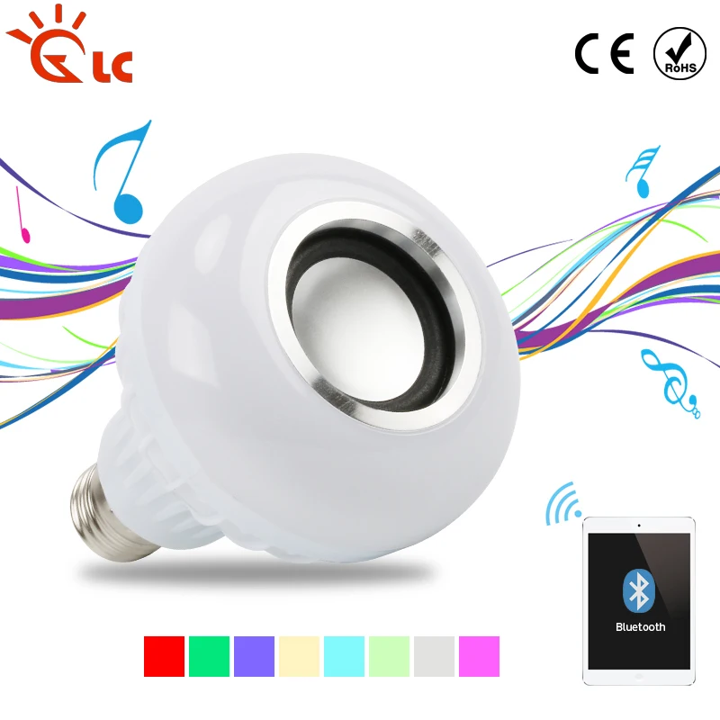 

E27 Smart RGB Wireless Bluetooth Speaker Bulb Music Playing Dimmable LED RGB Music Bulb Light Lamp with 24 Keys Remot