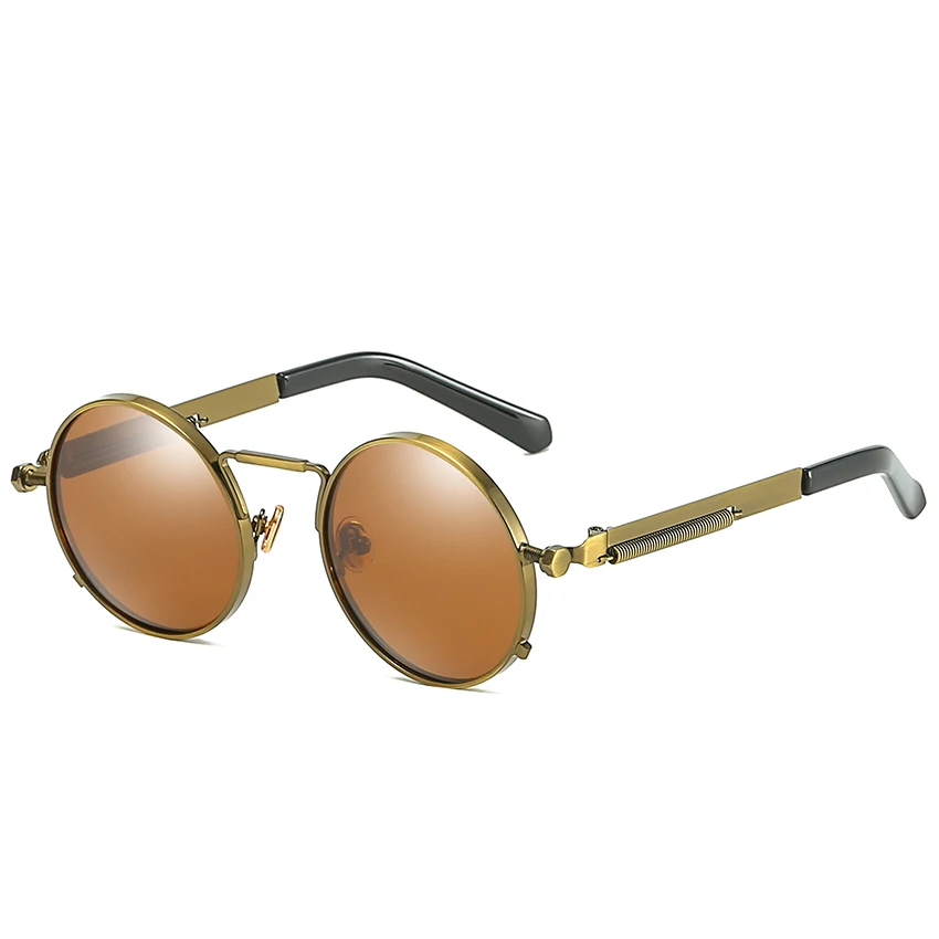 MUZZ Брендовая Дизайнерская обувь маленькие круглые солнцезащитные очки в стиле стимпанк, Для мужчин Для женщин металлический каркас Винтаж, поляризованные солнцезащитные очки, очки для использования Высокое качество UV400 - Цвет линз: C2