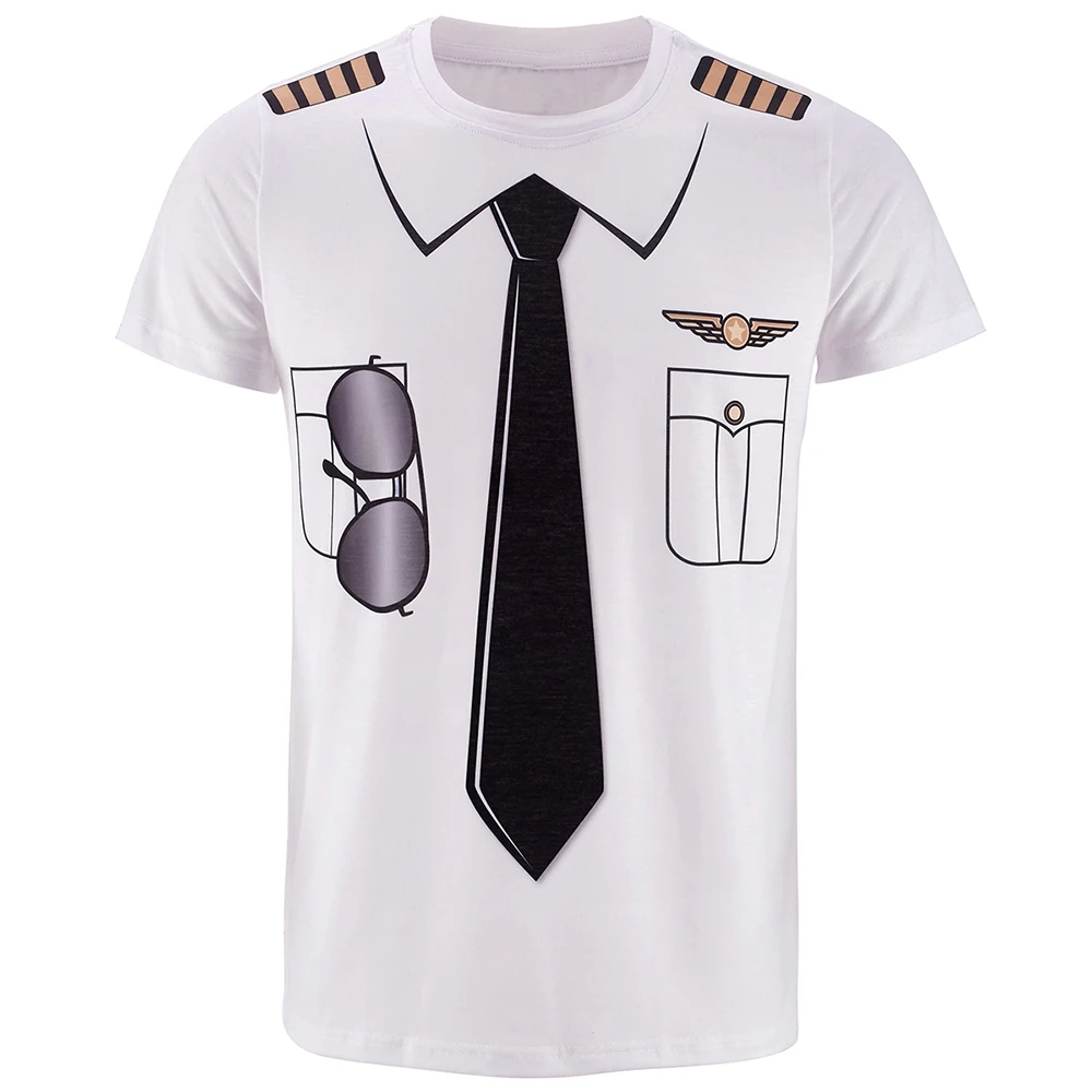 Мужской костюм капитана, Забавные футболки, футболка для взрослых, человек, ковбой, полиция, пилот, карнавал, косплей, Рождество, Хэллоуин, 3D размера плюс