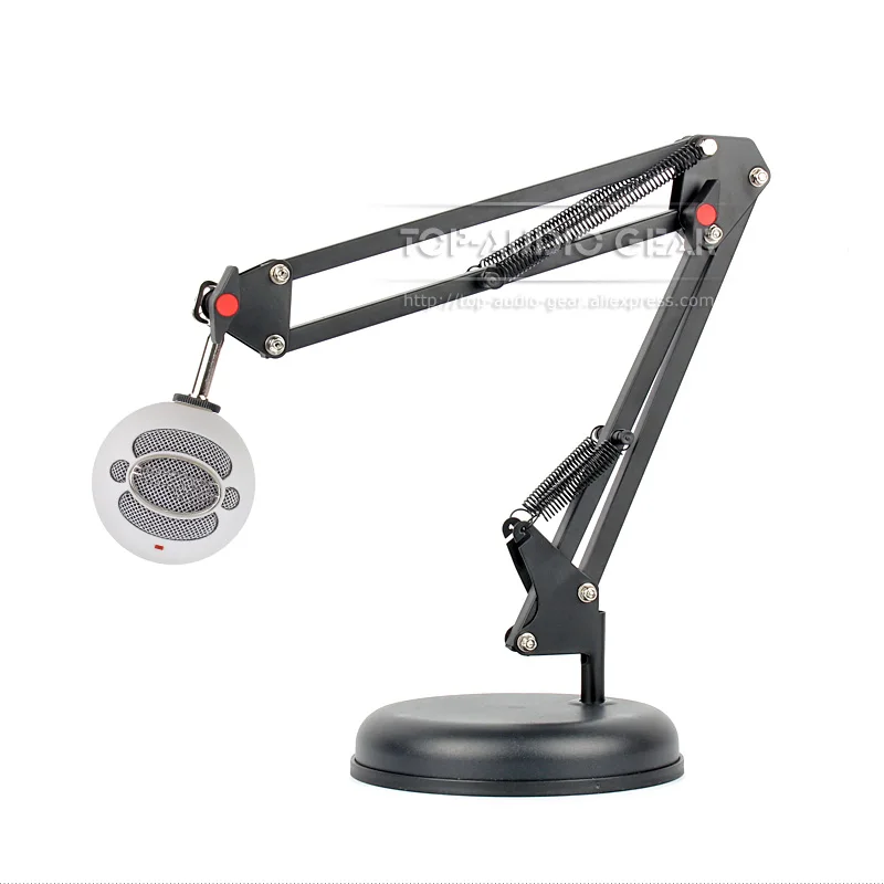 Round Plate Desktop Suspension Microphone Boom Arm Scissor Stand Mount Tabletop Bracket For Blue Snowball Ice Yeti Pro Mic