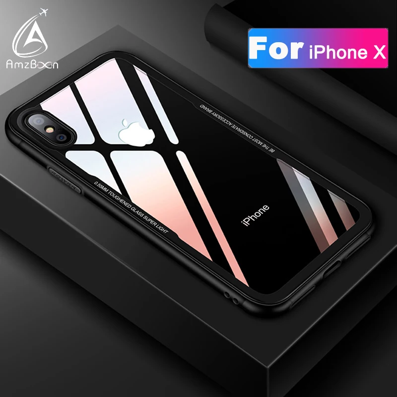 AmzBoon Luxury HD Clear TPU Back Glass Protector Cover Shell For Apple iPhone X Phone Shock-proof Bag Silicone Case for iPhone78 | Мобильные